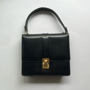 Vintage Leather Handbag Black/Gold